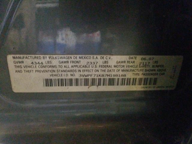 Photo 10 from auction – 2007 VOLKSWAGEN JETTA 2.5 with VIN 3VWPF71K87M198188