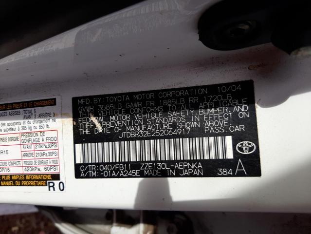 Photo 10 from auction – 2005 TOYOTA COROLLA CE with VIN JTDBR32E252064917