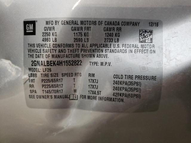 Photo 10 from auction – 2017 CHEVROLET EQUINOX LS with VIN 2GNALBEK4H1552822