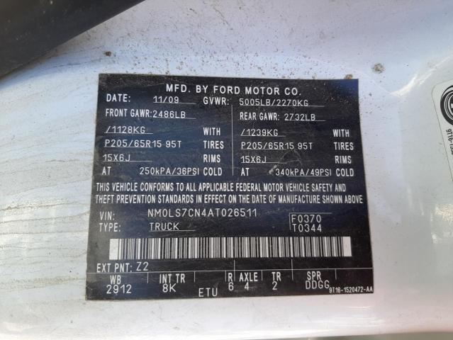 Photo 10 from auction – 2010 FORD TRANSIT CO with VIN NM0LS7CN4AT026511