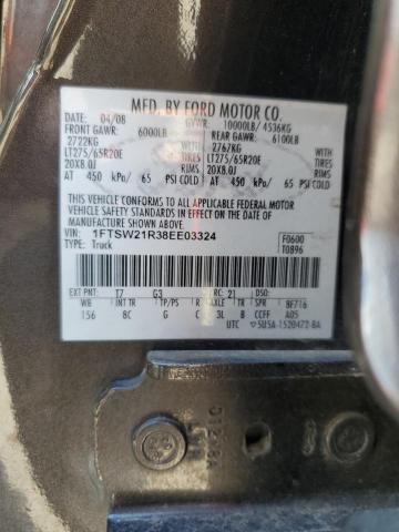Photo 10 from auction – 2008 FORD F250 SUPER with VIN 1FTSW21R38EE03324