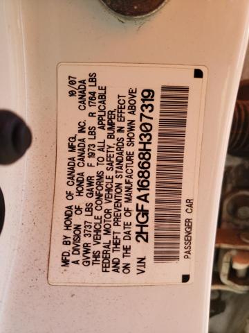 Photo 10 from auction – 2008 HONDA CIVIC EX with VIN 2HGFA16868H307319