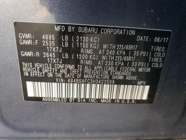 Photo 10 from auction – 2017 SUBARU OUTBACK 2. with VIN 4S4BSAFC3H3423509