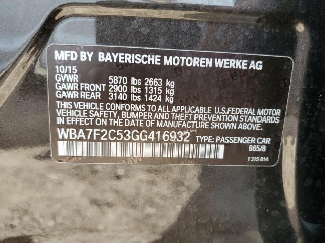 Photo 10 from auction – 2016 BMW 750 XI with VIN WBA7F2C53GG416932