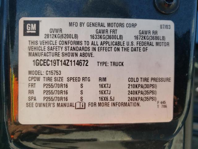 Photo 10 from auction – 2004 CHEVROLET SILVRDO LS with VIN 1GCEC19T14Z114672