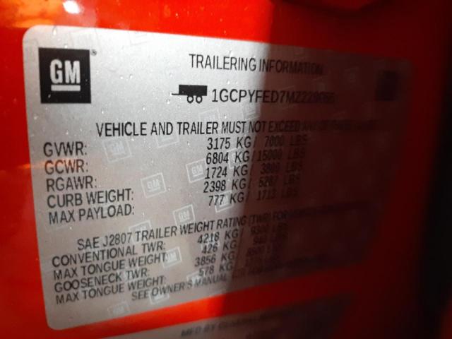 Photo 10 from auction – 2021 CHEVROLET SILVERADO with VIN 1GCPYFED7MZ229055