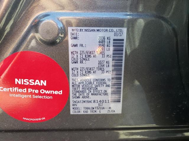 Photo 10 from auction – 2017 NISSAN ROGUE S with VIN 5N1AT2MT6HC814011