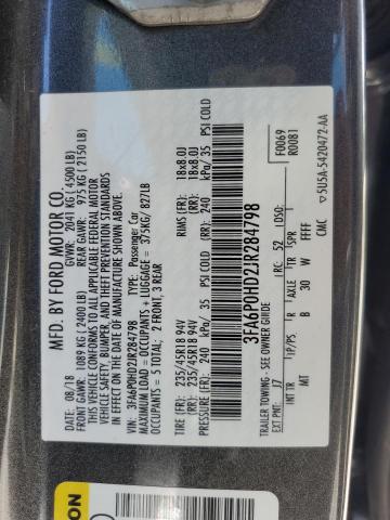 Photo 10 from auction – 2018 FORD FUSION SE with VIN 3FA6P0HD2JR284798