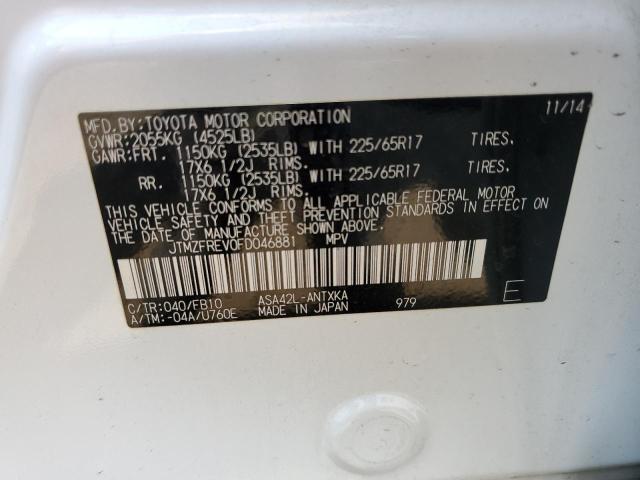Photo 10 from auction – 2015 TOYOTA RAV4 LE with VIN JTMZFREV0FD046881
