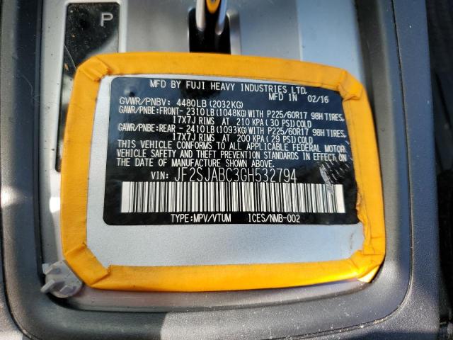 Photo 10 from auction – 2016 SUBARU FORESTER 2 with VIN JF2SJABC3GH532794