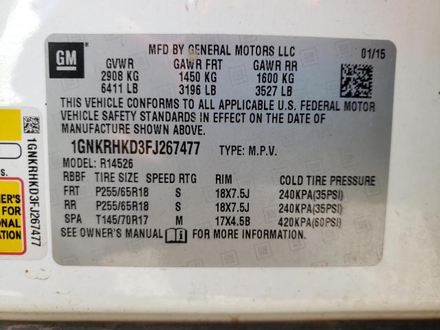 Photo 10 from auction – 2015 CHEVROLET TRAVERSE L with VIN 1GNKRHKD3FJ267477