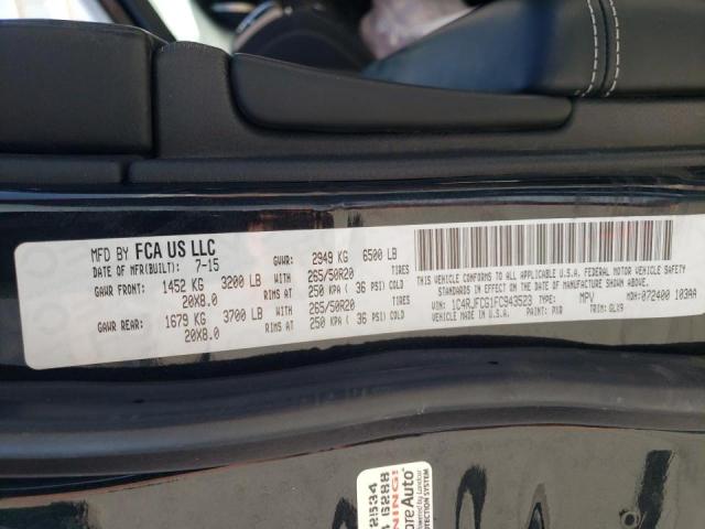 Photo 10 from auction – 2015 JEEP GRAND CHER with VIN 1C4RJFCG1FC943523