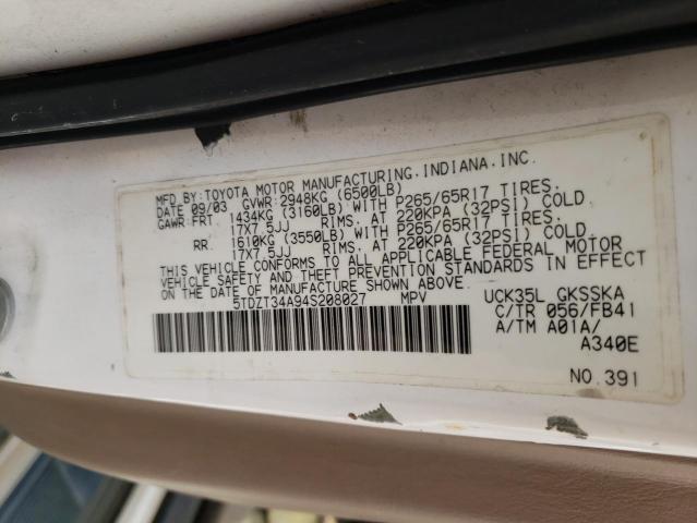 Photo 10 from auction – 2004 TOYOTA SEQUOIA SR with VIN 5TDZT34A94S208027
