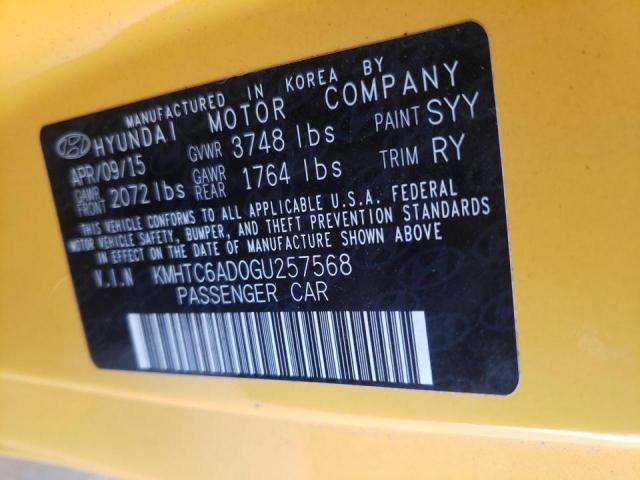 Photo 10 from auction – 2016 HYUNDAI VELOSTER with VIN KMHTC6AD0GU257568