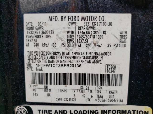 Фото 10 с аукциона – 2011 FORD F150 SUPER с VIN 1FTFW1CT3BFB20136