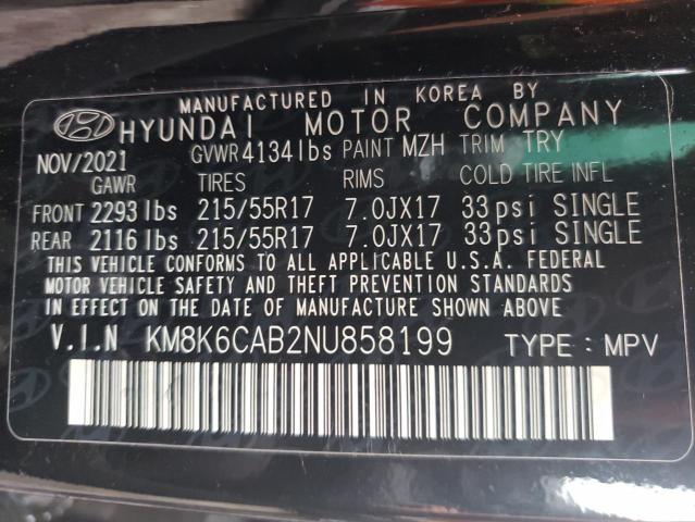 Photo 10 from auction – 2022 HYUNDAI KONA SEL with VIN KM8K6CAB2NU858199