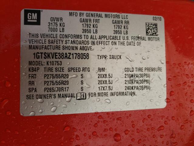 Photo 10 from auction – 2010 GMC SIERRA K15 with VIN 1GTSKVE38AZ178058
