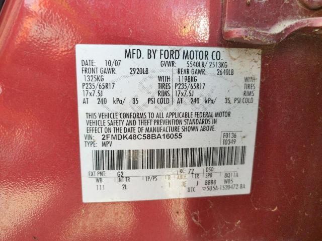 Photo 10 from auction – 2008 FORD EDGE SEL with VIN 2FMDK48C58BA16055