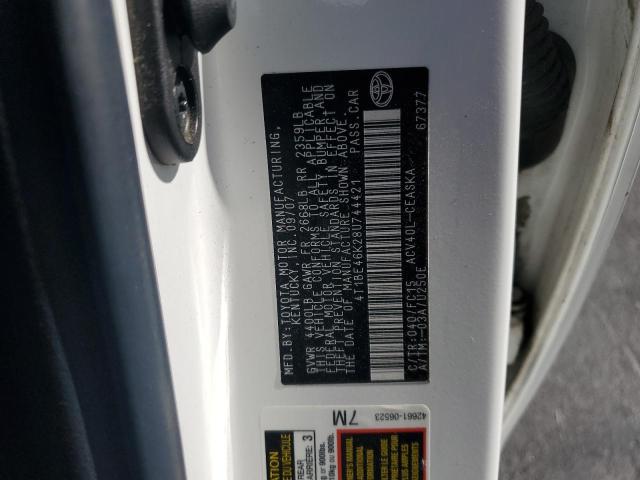 Photo 10 from auction – 2008 TOYOTA CAMRY CE with VIN 4T1BE46K28U744421