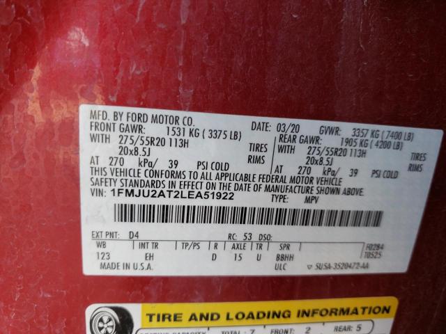 Photo 10 from auction – 2020 FORD EXPEDITION with VIN 1FMJU2AT2LEA51922