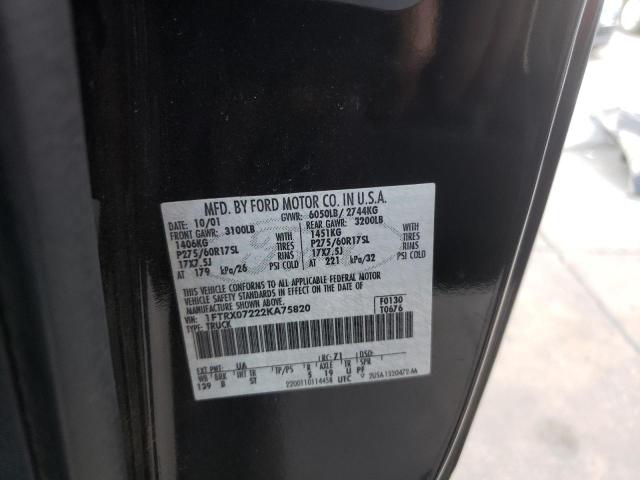 Photo 10 from auction – 2002 FORD F150 with VIN 1FTRX07222KA75820