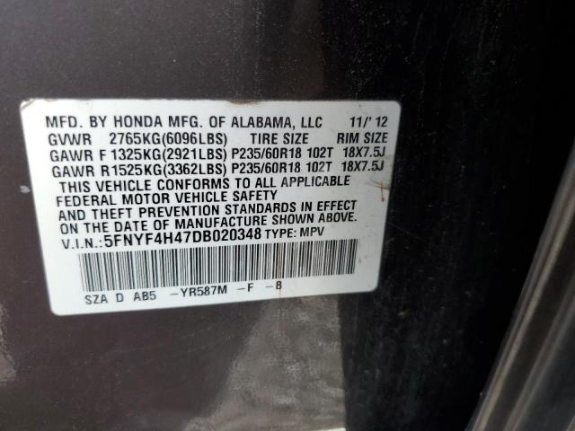 Photo 10 from auction – 2013 HONDA PILOT EX with VIN 5FNYF4H47DB020348