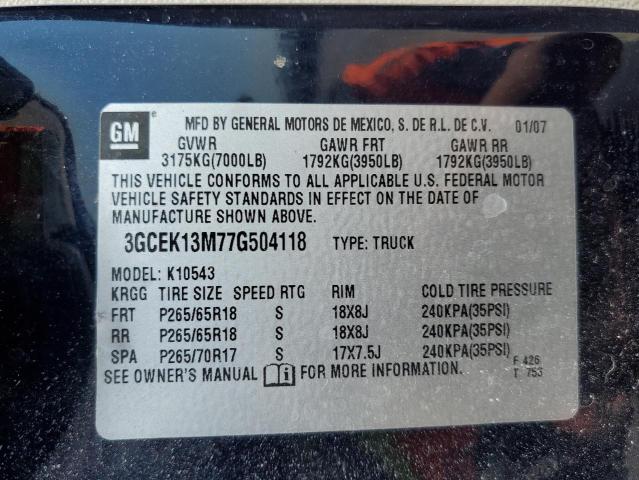 Photo 10 from auction – 2007 CHEVROLET SILVERADO with VIN 3GCEK13M77G504118