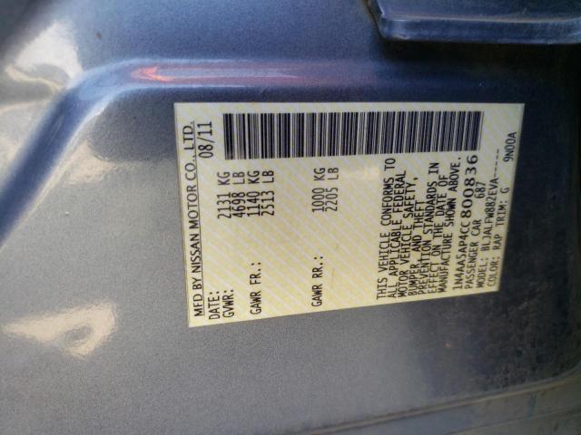 Photo 10 from auction – 2012 NISSAN MAXIMA S with VIN 1N4AA5AP4CC800836