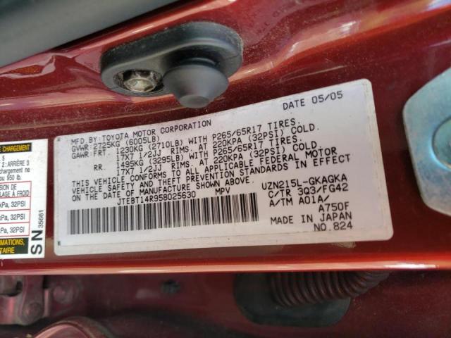 Photo 10 from auction – 2005 TOYOTA 4RUNNER SR with VIN JTEBT14R958025630