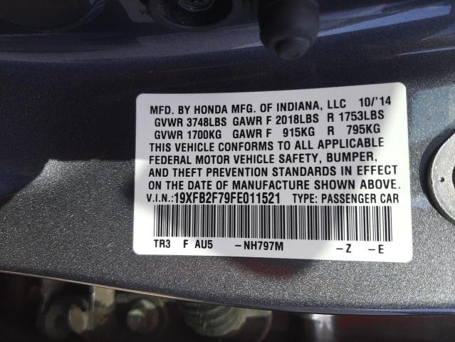 Photo 10 from auction – 2015 HONDA CIVIC SE with VIN 19XFB2F79FE011521