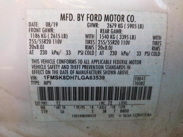 Photo 10 from auction – 2020 FORD EXPLORER X with VIN 1FMSK8DH7LGA63539