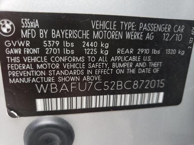 Photo 10 from auction – 2011 BMW 535 XI with VIN WBAFU7C52BC872015