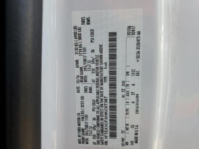 Photo 10 from auction – 2017 FORD F150 SUPER with VIN 1FTEX1CFXHKC07387