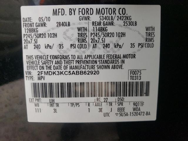Photo 10 from auction – 2010 FORD EDGE LIMIT with VIN 2FMDK3KC5ABB62920