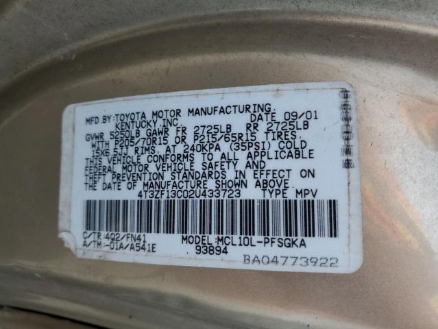 Photo 10 from auction – 2002 TOYOTA SIENNA LE with VIN 4T3ZF13C02U433723