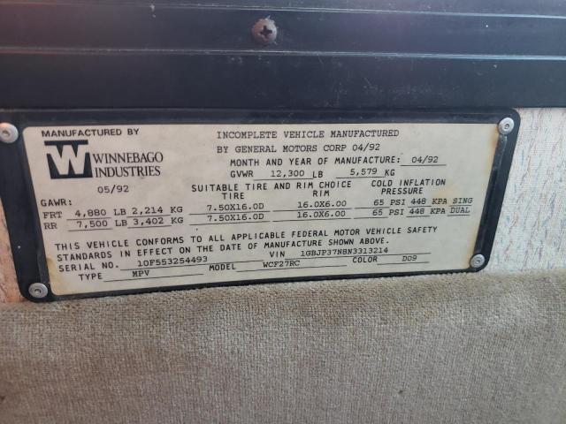 Photo 10 from auction – 1992 WINNEBAGO ALL MODELS with VIN 1GBJP37N8N3313214