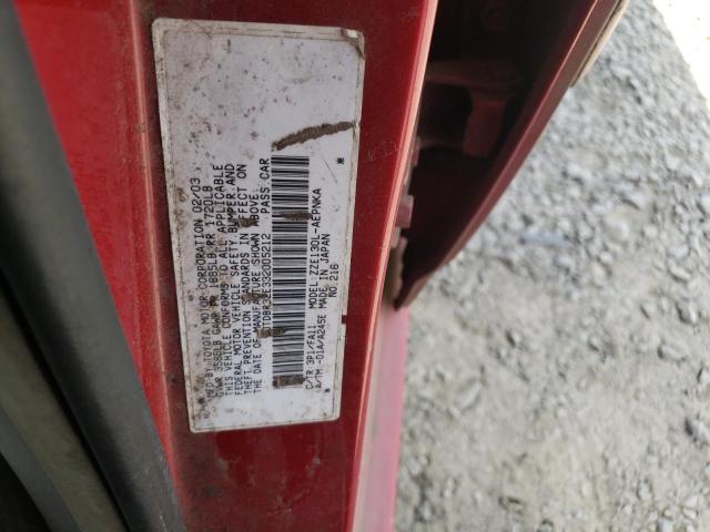 Photo 10 from auction – 2003 TOYOTA COROLLA CE with VIN JTDBR32E332005212