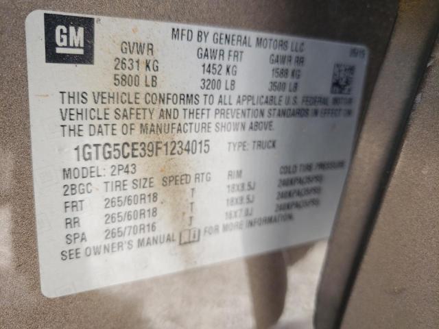 Photo 10 from auction – 2015 GMC CANYON SLT with VIN 1GTG5CE39F1234015