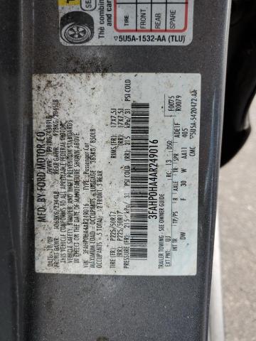 Photo 10 from auction – 2010 FORD FUSION SE with VIN 3FAHP0HA4AR249016