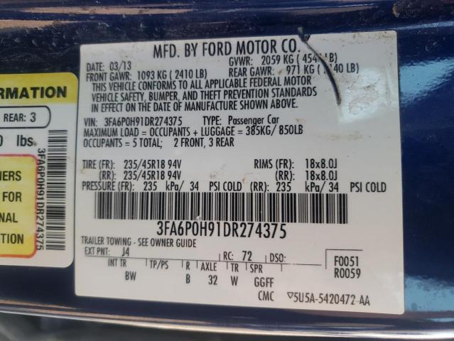 Photo 10 from auction – 2013 FORD FUSION SE with VIN 3FA6P0H91DR274375