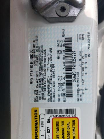 Photo 10 from auction – 2017 FORD FUSION SE with VIN 3FA6P0H79HR257229