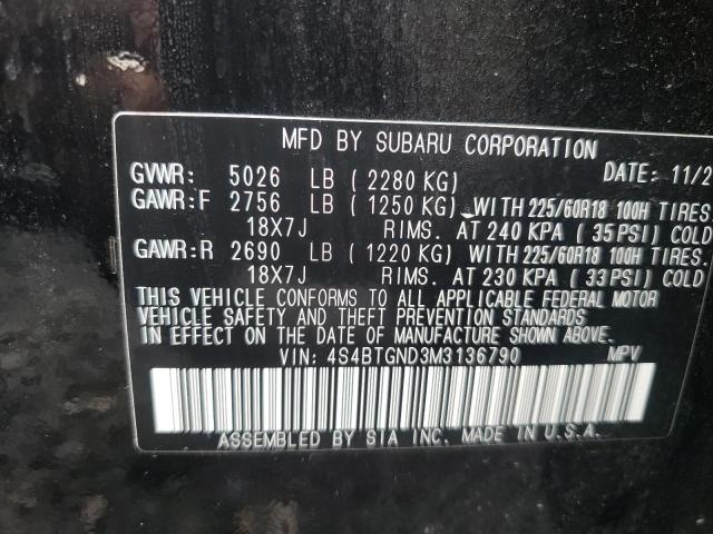 Photo 10 from auction – 2021 SUBARU OUTBACK LI with VIN 4S4BTGND3M3136790