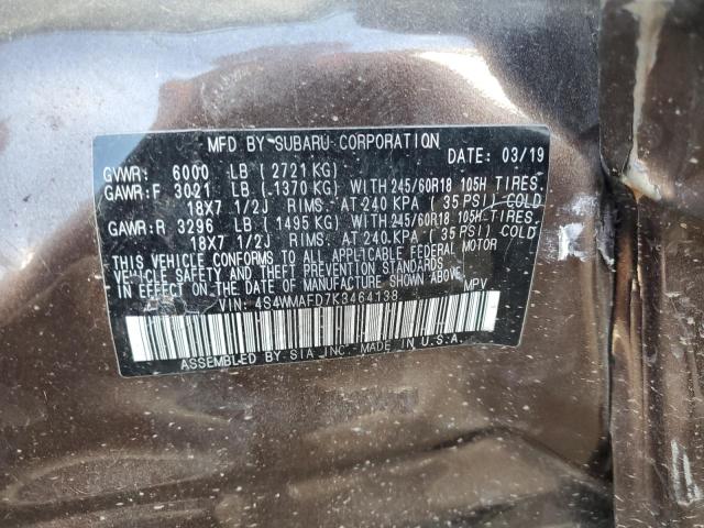 Photo 10 from auction – 2019 SUBARU ASCENT PRE with VIN 4S4WMAFD7K3464138