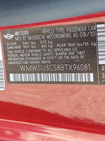 Photo 10 from auction – 2011 MINI COOPER with VIN WMWSU3C58BTX96081