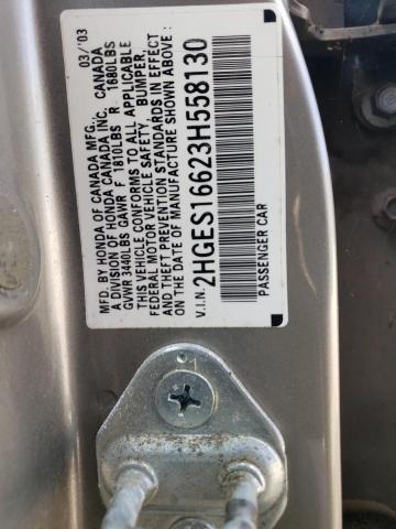 Photo 10 from auction – 2003 HONDA CIVIC LX with VIN 2HGES16623H558130
