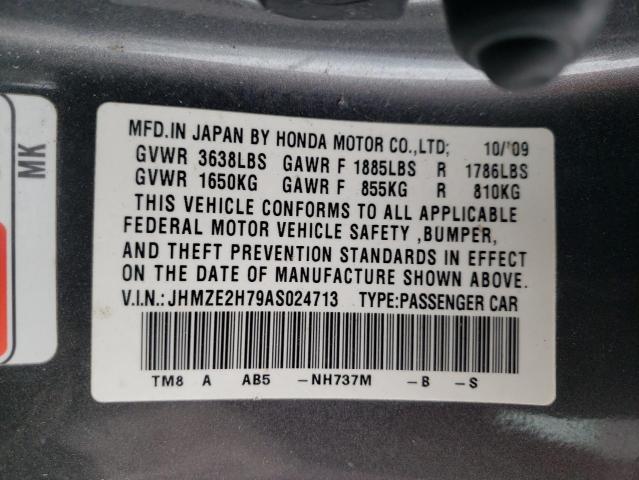 Photo 10 from auction – 2010 HONDA INSIGHT EX with VIN JHMZE2H79AS024713