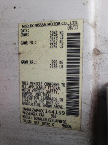 Photo 10 from auction – 2012 NISSAN ALTIMA BAS with VIN 1N4AL2AP4CC144159