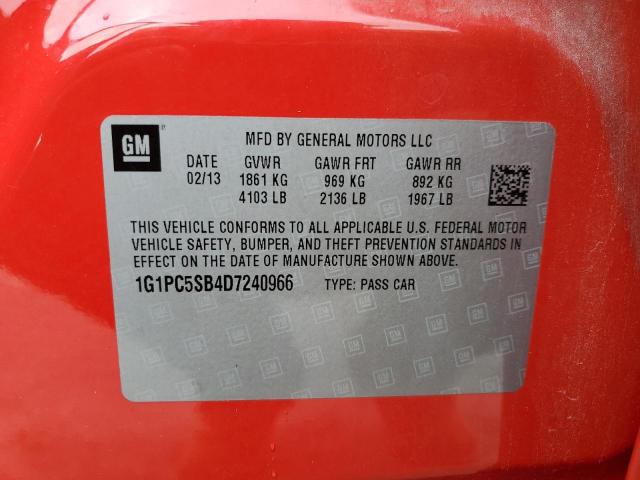 Photo 10 from auction – 2013 CHEVROLET CRUZE LT with VIN 1G1PC5SB4D7240966
