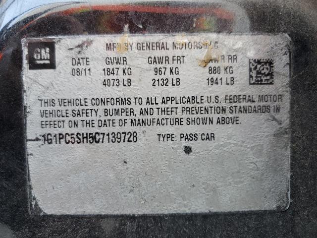 Photo 10 from auction – 2012 CHEVROLET CRUZE LS with VIN 1G1PC5SH5C7139728