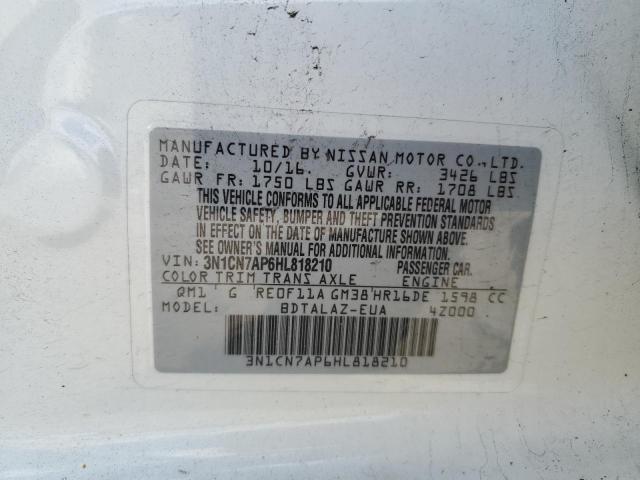 Photo 10 from auction – 2017 NISSAN VERSA S with VIN 3N1CN7AP6HL818210